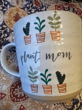 Plant Mom by Prima Design Ceramic Coffee Mug in White with Plant Graphics